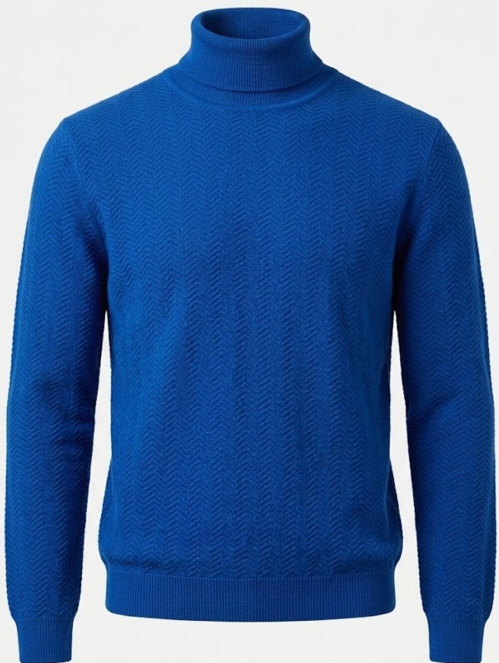 +39 Masq - Men's Royal Blue, Wool Turtleneck Sweater